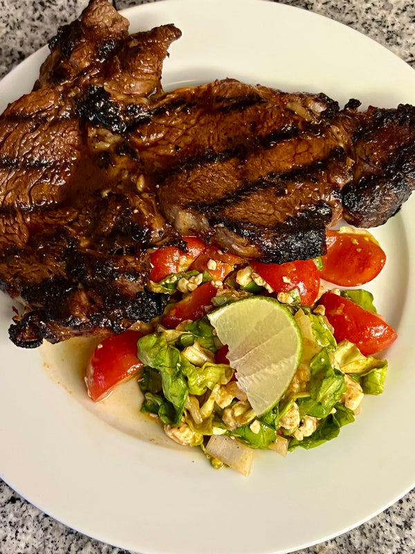 Honey Habanero Steak with Harissa Salad